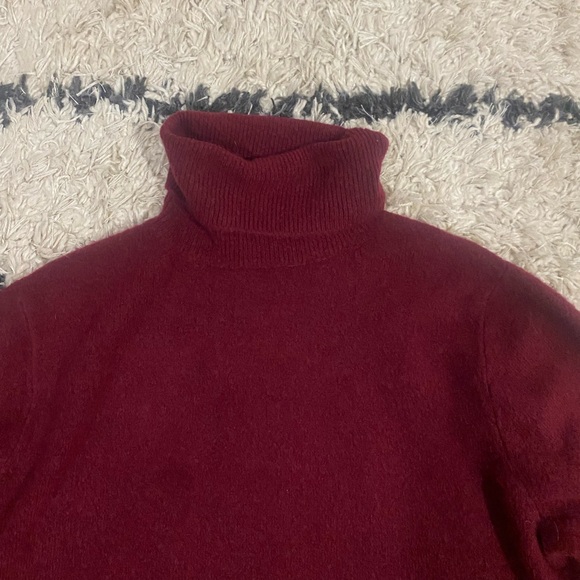 J.Crew Red Wool Button Side Turtleneck Sweater - Picture 5 of 8